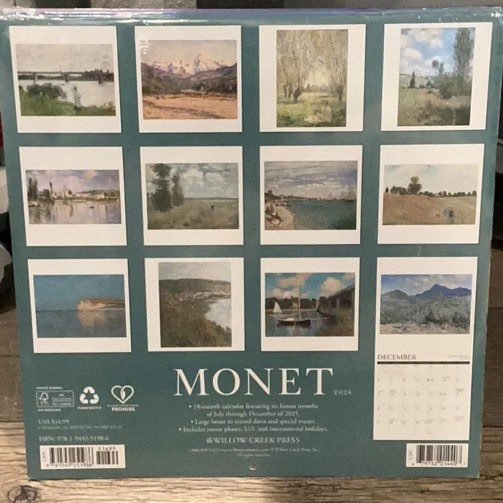 New 3 pack Willow Creek 2026 Calendars Monet Greece Ireland